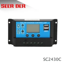 Contrôleur de Charge solaire avec écran LCD et double port USB, 12V/24V, 10/20/30A, régulateur automatique de Charge solaire avec PWM avec sortie de 5V