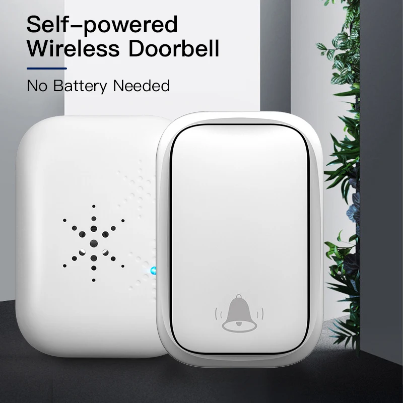 Timbre inalámbrico autoalimentado impermeable, enchufe de la UE/EE. UU., seguridad inteligente, táctil, bienvenida, campana, receptor remoto de 150M