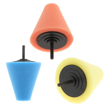 

3 Pack Car Wheel Hub Polish Buffing Shank Tool Foam Sponge Cone Shape Pad