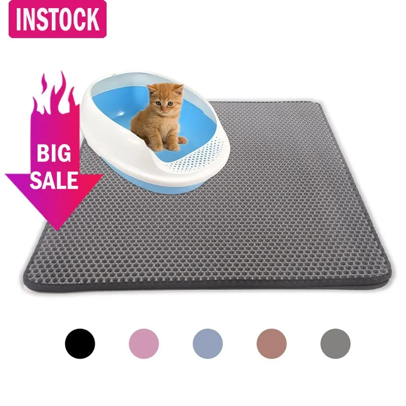 

Waterproof Pet Cat Mat Litter Double Layer Trapping Dog Cat Litter Mat Kitten Toilet Mats Feeding Non-slip Litter Cat Floor Pad.