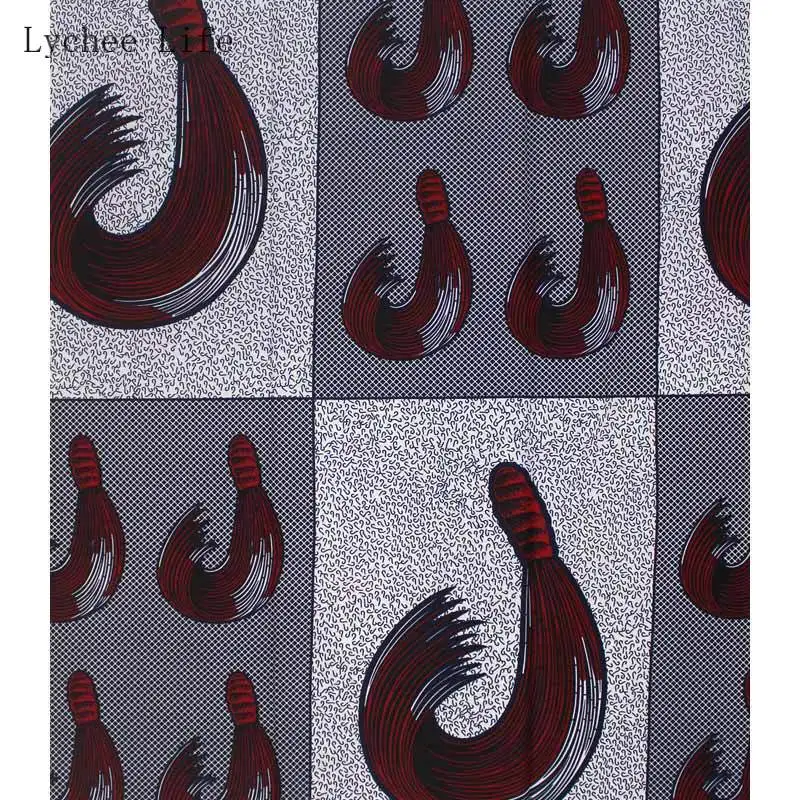 Lychee Life 1 ярд Анкара африканская восковая Ткань Хлопок Черный Крючки Паттен принт ткань для женщин вечернее платье Diy швейный материал