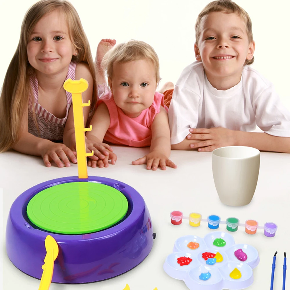 

Mini DIY Handmake Electric Ceramic Pottery Machine Pottery Wheels Kids Arts Craft Educational Christmas Gift Toys