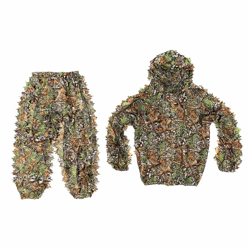 Камуфляжный костюм для Ghillie, камуфляжная одежда с 3D листьями, легкие костюмы-лесные поля, джунгли, травяные тренировки-дышащие