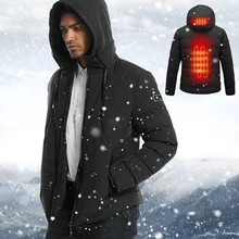 Мужская куртка с электрическим подогревом, зарядка от usb, тепловое теплое пальто с капюшоном, легкое пальто