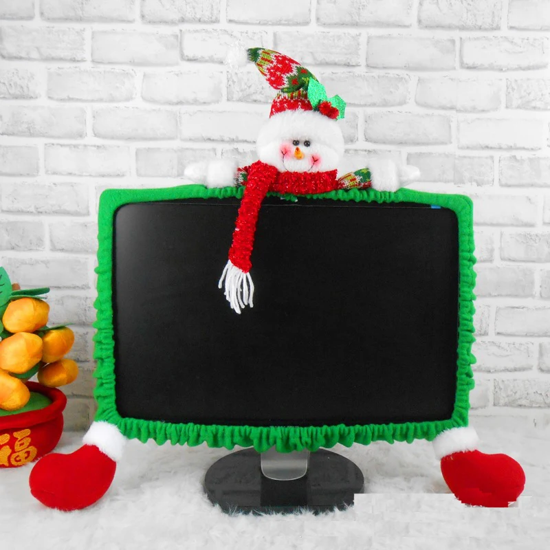 thumbnail image 1 of Cubierta de pantalla de PC, decoración navideña, Papá Noel, alce, muñeco de nieve, adorno para computadora, fiesta de Año Nuevo, decoración del hogar, accesorio de fotografía de Navidad, 1 of 4