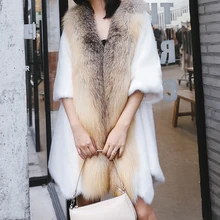 Женская зимняя модная повседневная куртка с воротником из меха лисы и норки