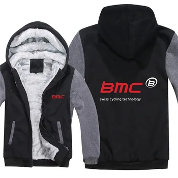 

Winter for BMC Switzerland Hoodies Men Fashion Wool Liner Jacket for BMC Cyclinger Sweatshirts Men Coat Pullover V