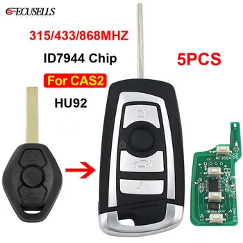 

5Pcs/Lot 3 Button Folding Flip Remote Car Key for BMW CAS2 1 3 5 6 Series X5 ID7944 Chip 315MHZ 433MHZ 868MHZ HU92 Uncut Blade