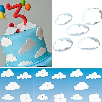 

DIY baking tools 5pcs cloud cutting mold fondant cake decoration cookie printing mold white