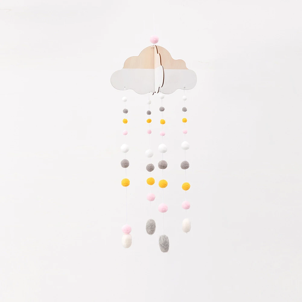 Облако деревянные украшения для волос шар детские погремушки игрушки Новорожденный ребенок кровать колокольчик Карусель детские кроватки ручной работы игрушки для 0-12 месяцев - Цвет: color