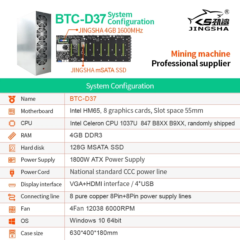 most powerful motherboard The New Riserless Mining Motherboard D37 8 Slot DDR3 Memory Integrated VGA Interface Low Power Consumption with 4GB 1600MHz RAM latest motherboard for pc