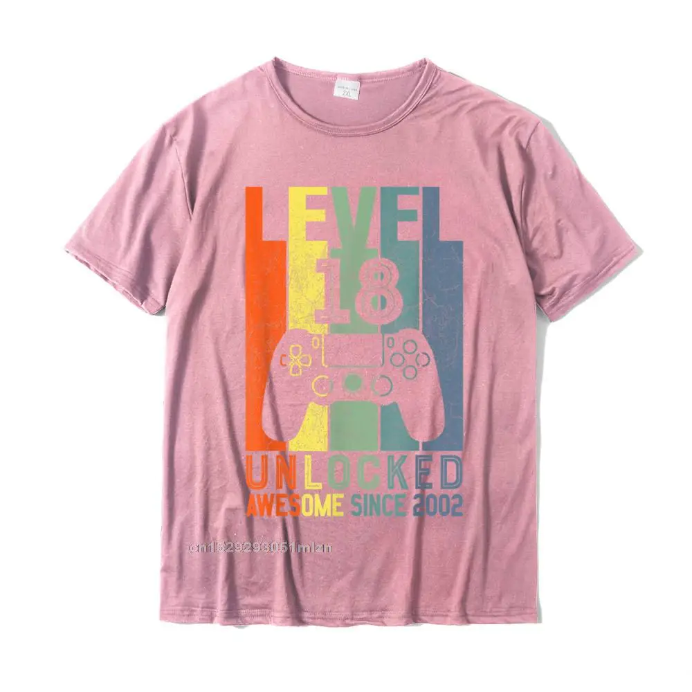 Simple Style 2021 Discount Short Sleeve Fitness Tight Tshirts 100% Cotton Fabric O-Neck Men Tops T Shirt Tshirts Summer Fall Level 18 Unlocked Awesome Since 2002 18 Birthday Gift T-Shirt__3739 pink