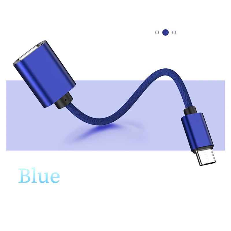 IKSNIAL type C USB OTG Кабель-адаптер для Xiaomi Note 7 type-C USB C разъем для samsung huawei планшет USB 2,0 OTG Adaptador - Цвет: Синий