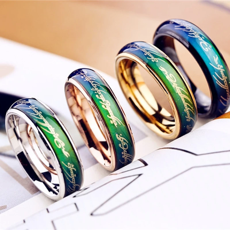 

Military Mood Rings Lovers Titanium Emotion Temperature Color Change Rings Punk For Women Jewerly