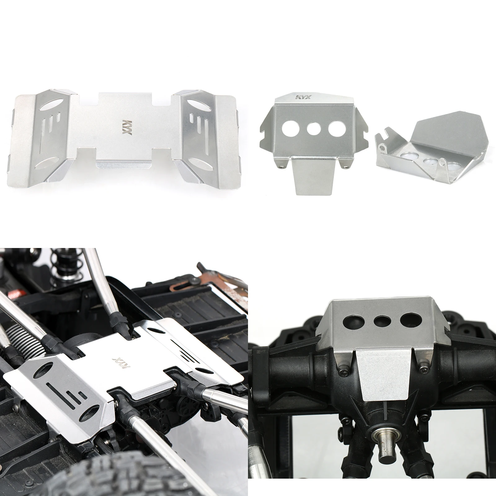 Stainless Steel Chassis Plate+Axle Guard for CCHAND AXIAL 1/6 SCX6 JEEP