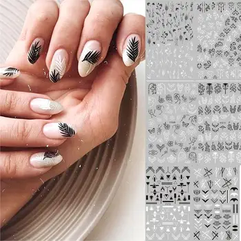 

3D Nail Stickers Adhesive Transfer Sticker Decals Flower Tropical Plants Image Nail Art Decorations