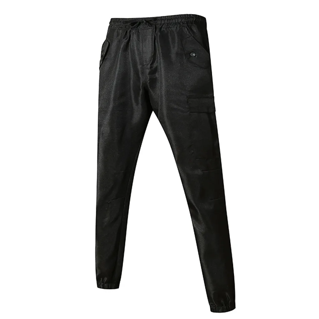 Брюки мужские уличные повседневные штаны для фитнеса бодибилдинга с карманами Длинные спортивные штаны pantalones hombre - Цвет: Черный