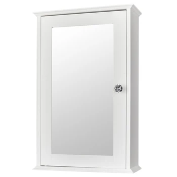 

Single Door Mirror Indoor Bathroom Wall Mounted Cabinet Shelf White