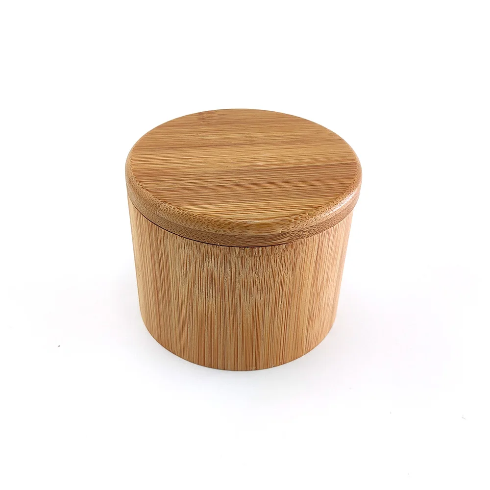 Bamboo Seasoning Jar with Magnet Kitchen Cylinder Spice Holder Bamboo Can Bamboo Round Container Used for Tea or Coffee or Sugar