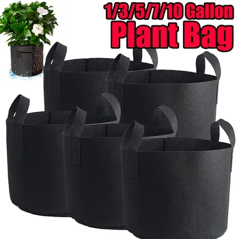 

5Pcs Non-woven Nursery Bags 5/7/10 Gallon Felt Plant Grow Bag Vegetable Flower Potato Growing Pot Container Garden Seedling Pots