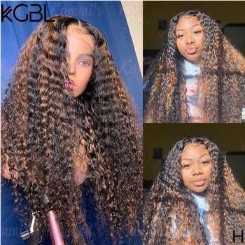 

KGBL Ombre Curly 360 Lace Front Human Hair Wig 250 Density Middle Ratio Brazilian Non-Remy Human Hair Wig For Black Women