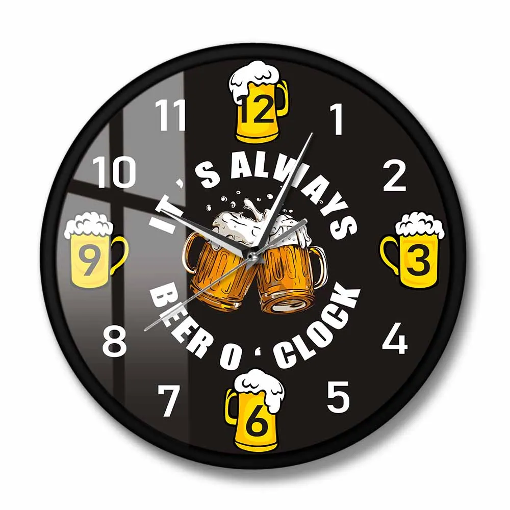 Beer o'Clock Tavern Modern Design Wall Clock Bar Pub Sign Decor Beer Lovers Brew Drinker Man Cave Artwork Decorative Wall Watch 5