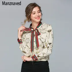 Весна 2019 г. Новая женская рубашка Длинные рукава принт шифоновая блузка Корен свободные большие размеры женская блузка с