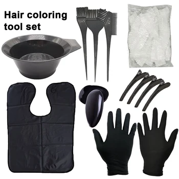 

9PCS Hair Dye Coloring Kit Salon Hairdressing Styling Tool Hair Tinting Bowls Dye Brush Disposable Shower Cap Hair Dyeing Shawl