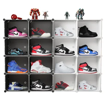 

Multi-Cube Stackable Storage Organizer Shoes Rack Clothes Shelving Closet Box AJ Sneaker Display Show Heels Boots Shelf