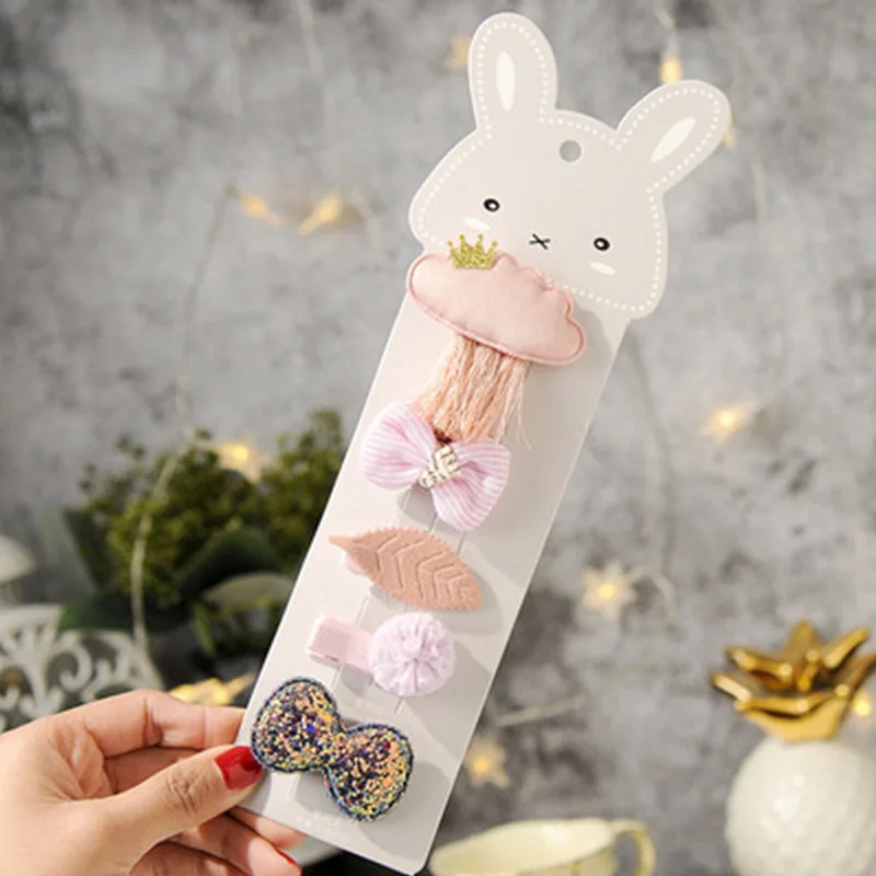 Корона Животных Луки заколки для детей 5 шт./компл. новые милые звезды дети девушки заколка для волос цветок принцесса шпилька цветок - Цвет: 6