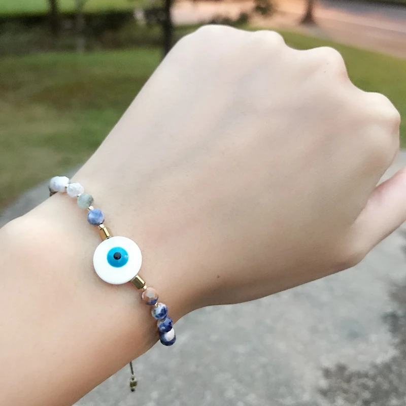 Турецкий браслет Evil Eye для женщин Boho Blue Eye Стретч Pursera романтическое стекло кристалл ювелирные изделия натуральный камень MIYUKI бусины браслет