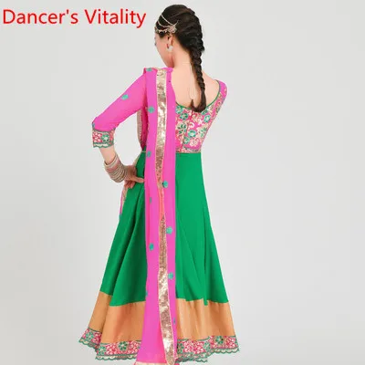 Top Skirt Sari as Ph Индийский танец Цвет Блокировка топ блесток гемлинии юбка набор с фатой Женщины взрослый живот Восточный танец представление одежда сценический костюм - Цвет: Top Skirt Sari as Ph