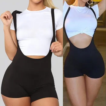 

Womens Straps Short Jumpsuit Fashion Sexy Stretch Bib Pants Overalls Rompers Trousers Summer Skinny Ladies New Rompers 2020