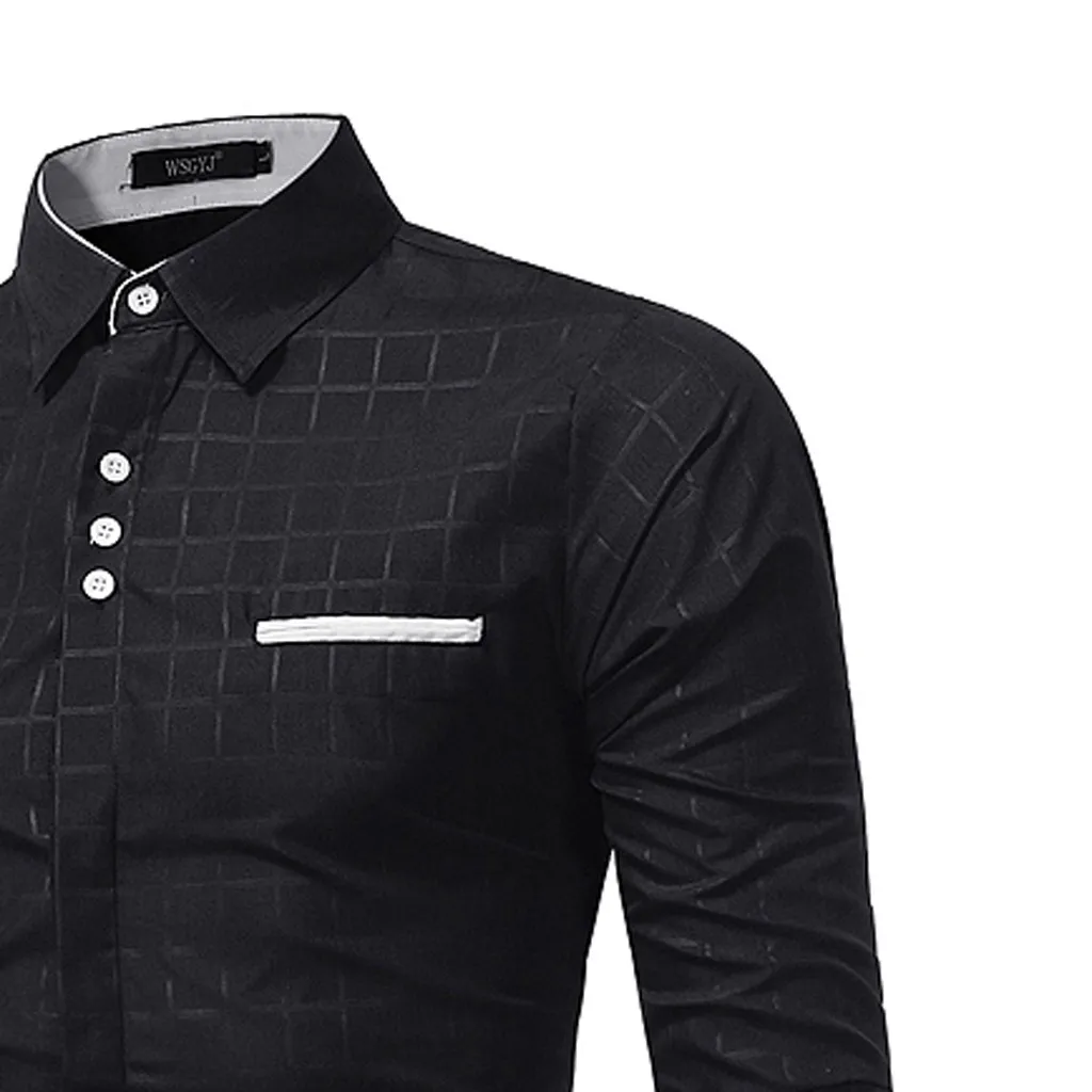 Для Мужчин's Повседневное с отложным воротником на пуговицах Slim Fit Тап и рубашка с длинным рукавом Блузка