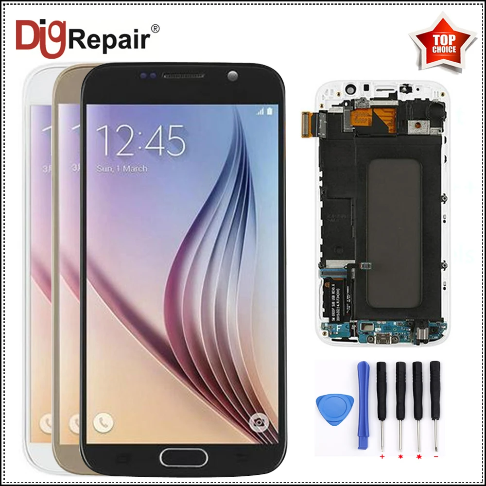

For SAMSUNG GALAXY S6 lcd G920 G920F lcd Display Touch Screen Digitizer Replacement with Frame g920f lcd For Samsung S6 Display