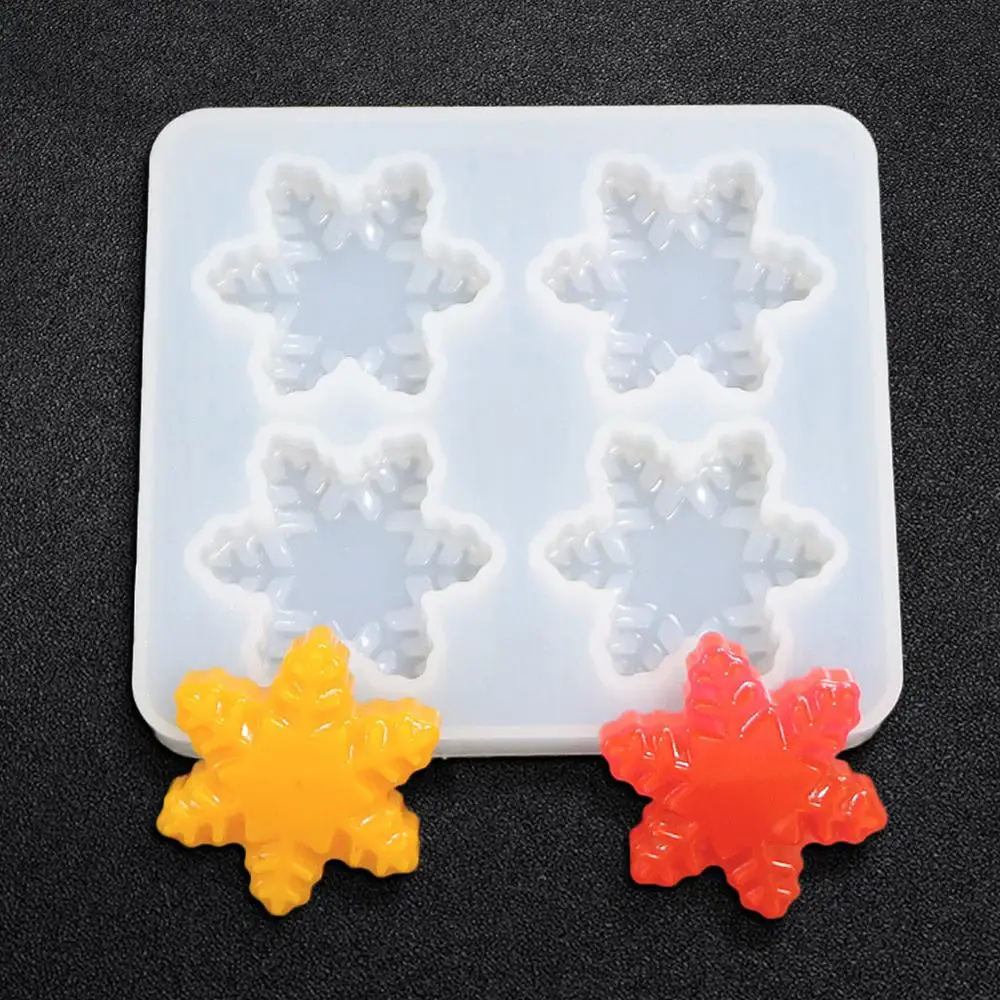 

4 Even DIY Crystal Epoxy Mold Resin Pendant Silicone Small Snowflake Mold Mirror Handmade Mold Cake Making Tool