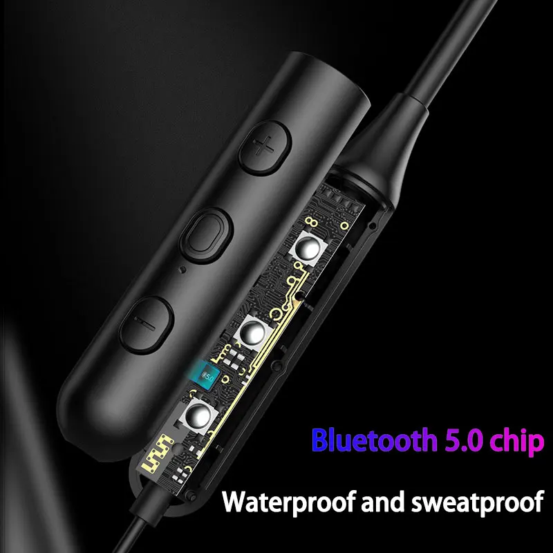 5.0 Bluetooth Magnetic Wireless Bluetooth Headset Neckband In-Ear Sports Waterproof Earbuds with Microphone for iPhone huawei