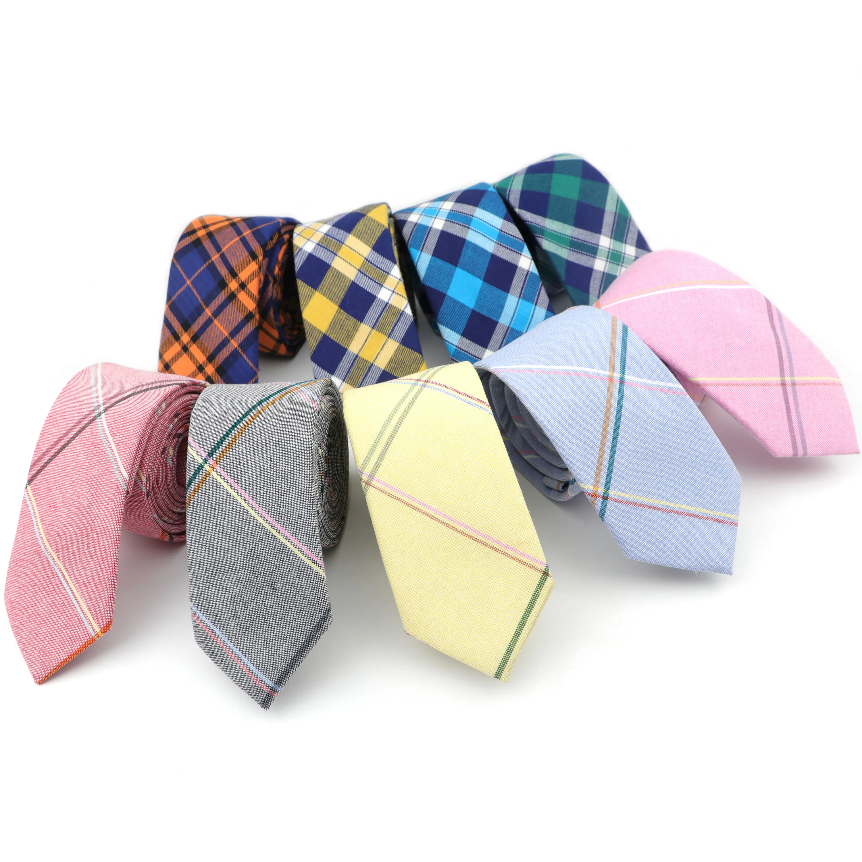 

6cm Width England Striped Plaid Soft Mens 100% Cotton Necktie Business Wedding Designer Cravat