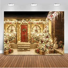 Neoback Блестящий Рождественский фон для фотосъемки дверь фон для фотостудии веселое Рождественское украшение для семьи Вечерние