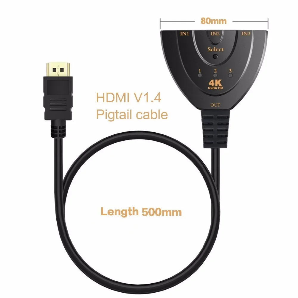 4K* 2K 3D Мини 3 переключатель порта HDMI 1.4b 4K Выключатель HDMI делитель 1080P 3 в 1 выход порт концентратор для DVD HDTV Xbox PS3 PS4