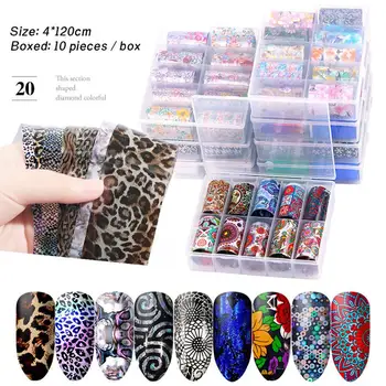 

10 Colors/Kit 4*120cm sparkly Nail Foils Stickers Nail Transfer Sticker Laser Rose Gold Champagne Nails Stickers Decoration