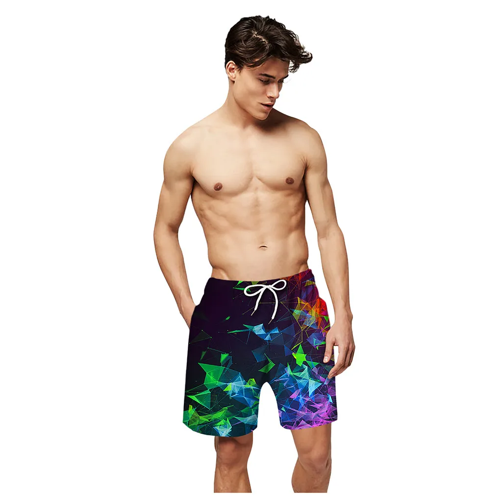Мужские Пляжные повседневные спортивные брюки с 3D принтом, повседневные мужские шорты, пляжные шорты, быстросохнущие спортивные штаны для бега