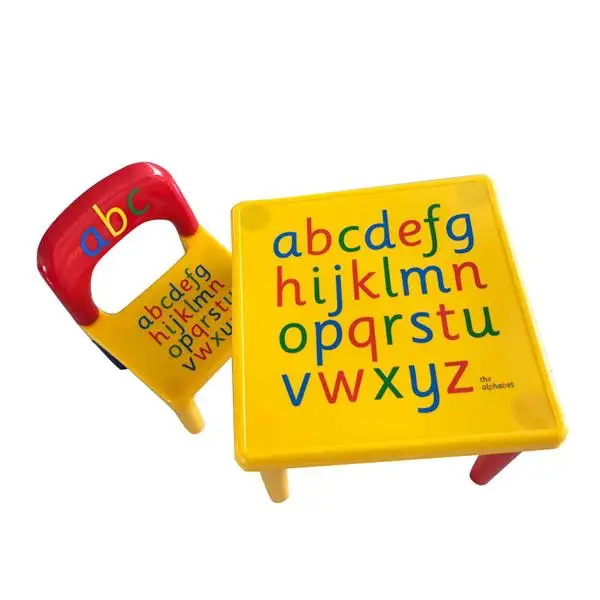 Children Letter Table Chair Set Yellow & Red Made of high quality plastic material kids furniture kids table and chair