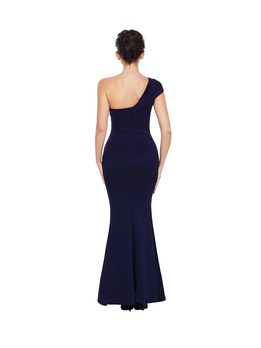 Одно плечо Русалка Вечерние платья шифон Robe De Soiree Новинка Красного размера плюс женские вечерние платья элегантные вечерние платья T045