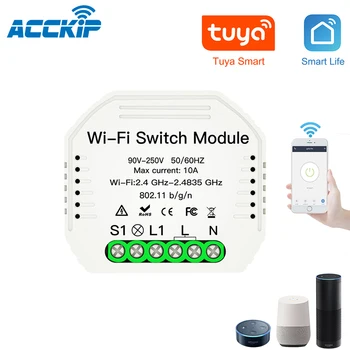 

ACCKIP Wifi Smart Light Switch DIY Breaker ModuleTuya APP Remote Control Works with Alexa Google Home Universal Switch Module