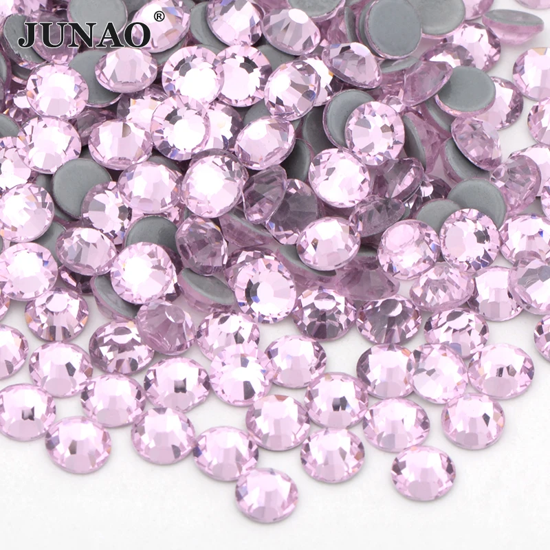 JUNAO SS 6 10 16 20 30 Wholesale AB Crystals Hot Fix Glass Rhinestone Flatback Iron On Strass In Bulk Hotfix Crystal Stones