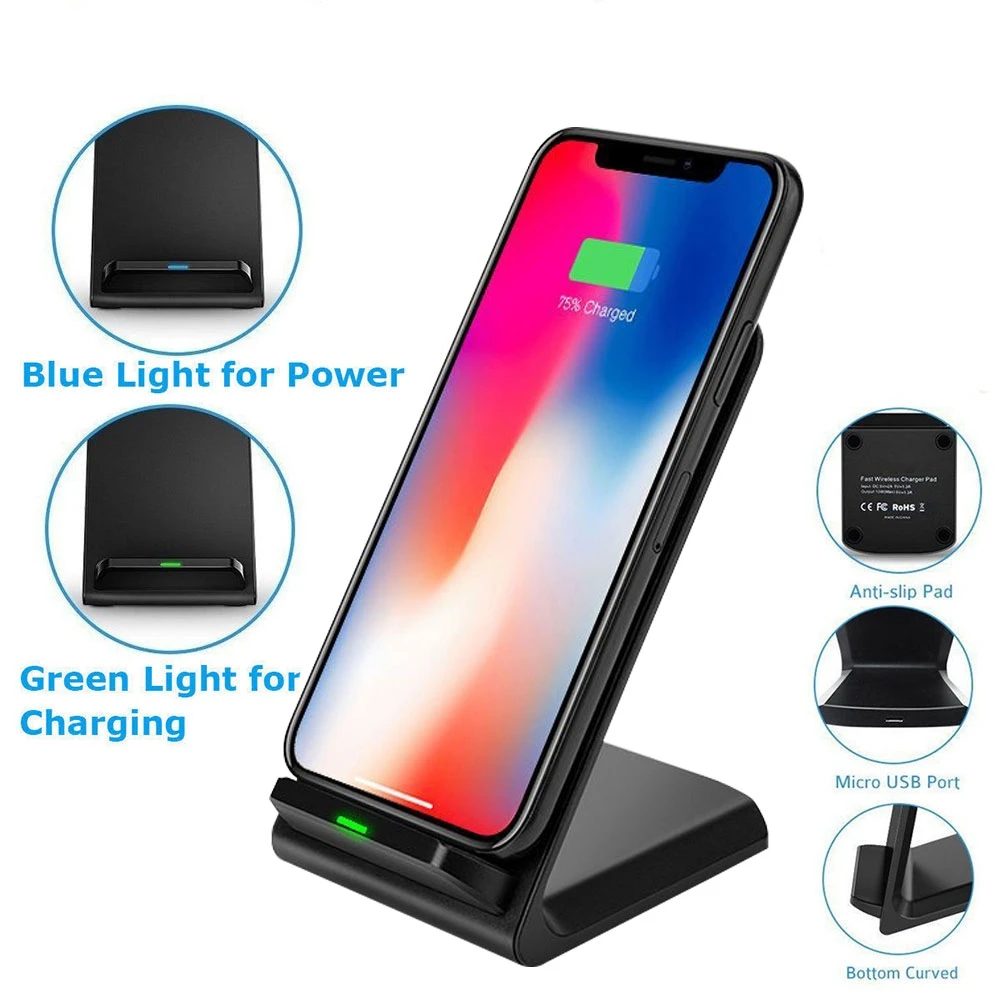 A1 Qi Беспроводное зарядное устройство для iPhone 11 Pro X XS Max 8 Plus XR USB быстрая зарядка 10 Вт подставка для samsung Galaxy S10 S9 S8 Note 10 9