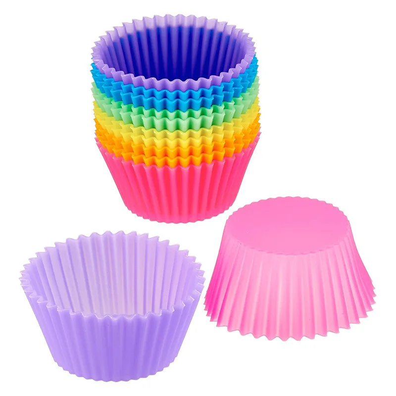 Silicone Muffin Cup Circular 7cm Cake Cup 9 Colors Bakery Silica Gel Mold Egg Tart Mould Cake Mould