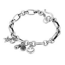 Новинка, 925 пробы, серебряный браслет, женский, модный, милый, пятиконечная звезда, смайлик, пряжка, очаровательный браслет, хорошее серебряное ювелирное изделие