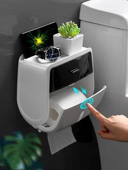 

Bathroom Waterproof Paper Box Toilet Roll Paper Holder Wall Mounted Paper Drawer Storage box Double Layer Dispenser